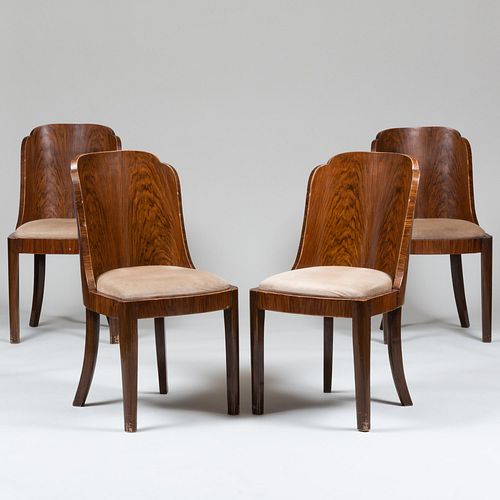 Set of Four Late Art Deco Rosewood Dining Chairs
