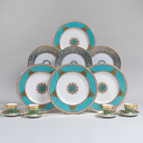 Assembled Wedgwood and Minton Turquoise Ground Porcelain Part Table Service