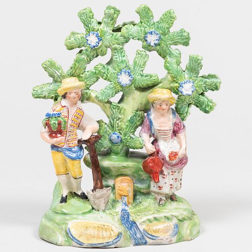 Staffordshire Bocage Group of a Gardner and Companion