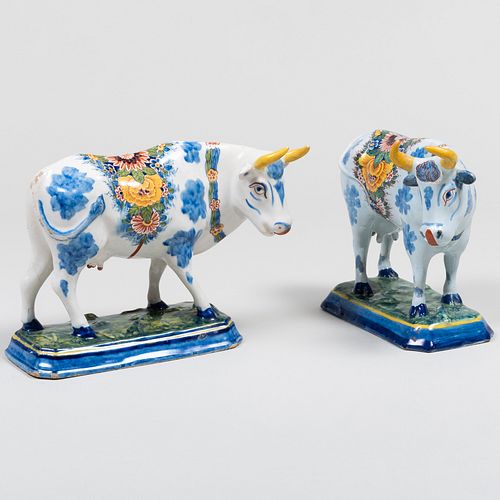 Pair of Delft Figures of Cows
