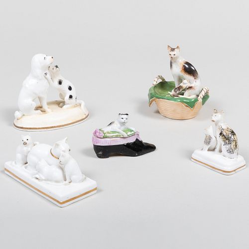 Group of Five Staffordshire Models of Animals