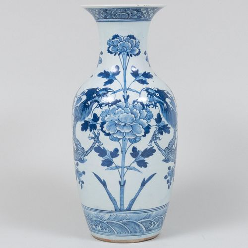 Chinese Blue and White Porcelain Baluster Vase