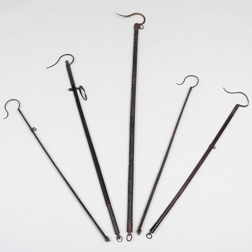Five Metal and Lacquer Japanese Incense Hooks