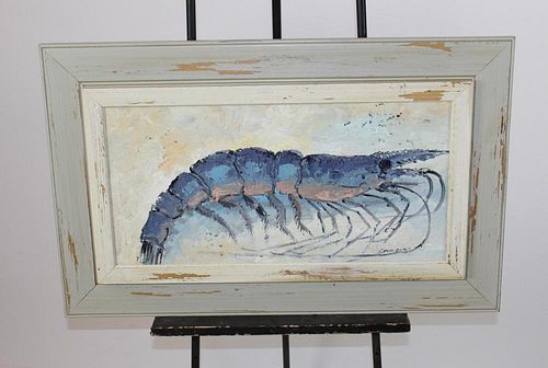 Cottage style Oil on canvas of  shrimp