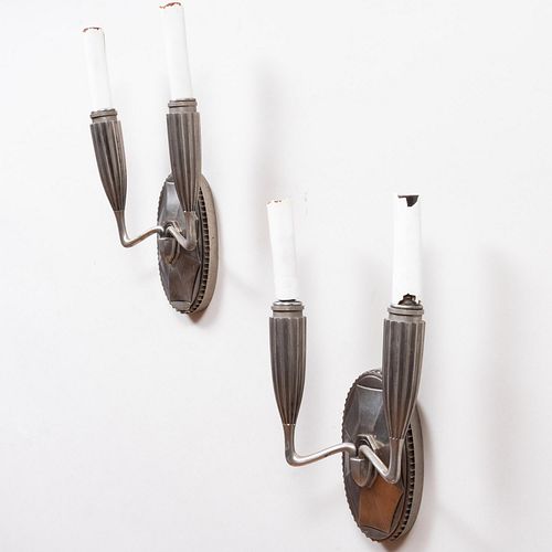 Pair of Modern Two-Light Metal Wall Sconces