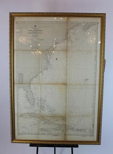 Vintage nautical navigational chart : East Coast