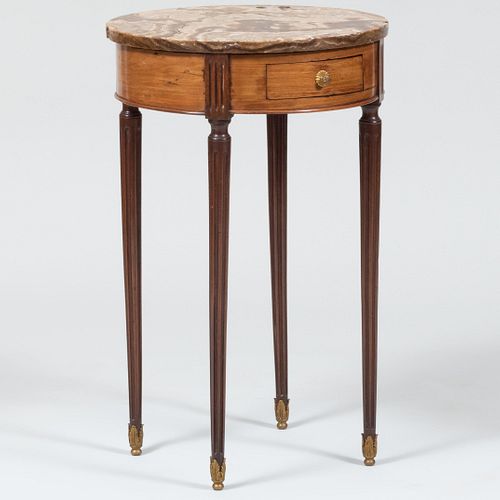 Louis XVI Style Mahogany Side Table with an Onyx Top