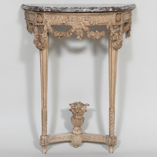 Louis XVI Style Grey Painted Console Table