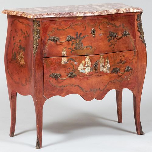 Louis XV Style Bronze-Mounted Abalone and Mother-of-Pearl-Inlaid Commode