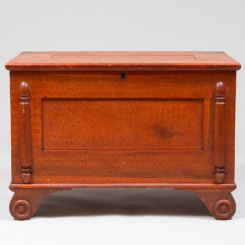 American Faux Grain Painted Pine Blanket Chest