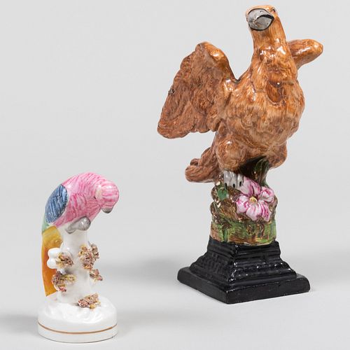 Enoch Wood Pearlware Model of an Eagle and a Staffordshire Model of a Parrot