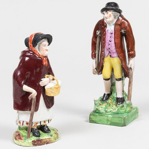 Staffordshire Figure of an Old Woman and an Old Man