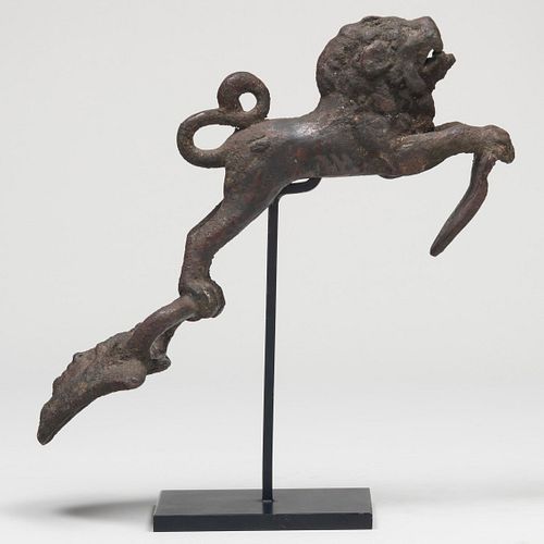 Ancient Roman Style Cast-Bronze Leaping Lion Form Furniture Mount