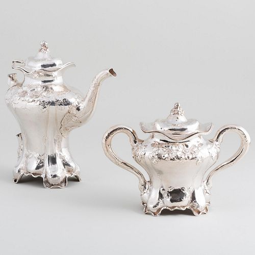 Bailey, Banks & Biddle Silver Coffee Pot and a Sugar Bowl with Cover