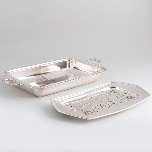 Gorham Silver Tray, an American Silver Mazarine and a Silver Plate Compartmented Serving Dish