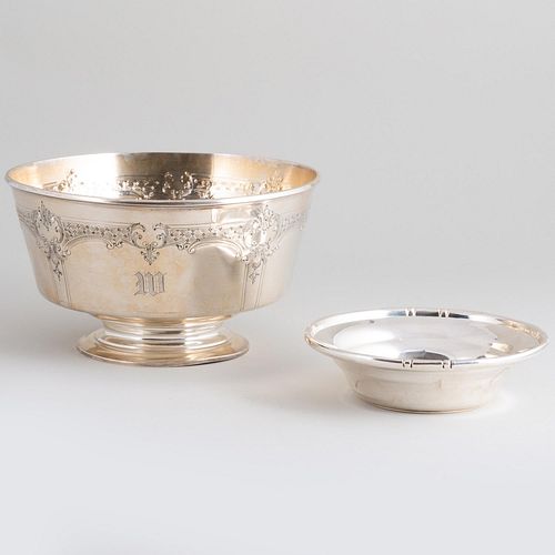 International Silver Footed Serving Bowl and a Small Bowl in the 'Bamboo' Pattern