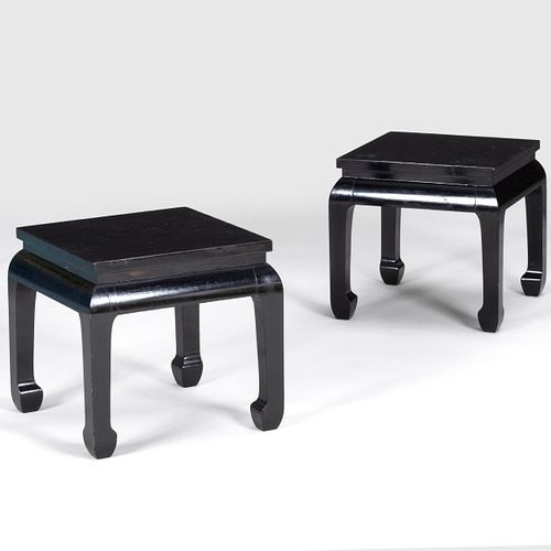 Pair of Chinese Black Lacquer Low Tables