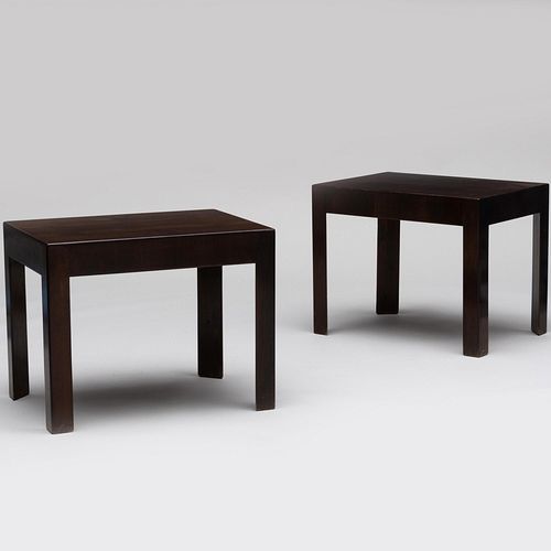 Pair of Modern Italian Stained Walnut Parsons Tables
