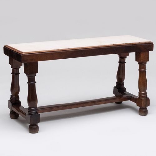 Continental Carved Walnut and Marble Table