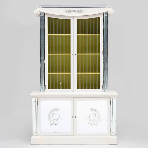 Lorin Jackson for Grosfeld House Painted, Lucite and Mirrored Cabinet