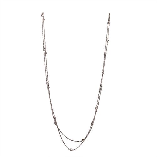 2.50 Cts Diamons by the Yard Platinum chain Necklace 