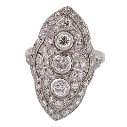 Art Deco Platinum Ring with Diamonds