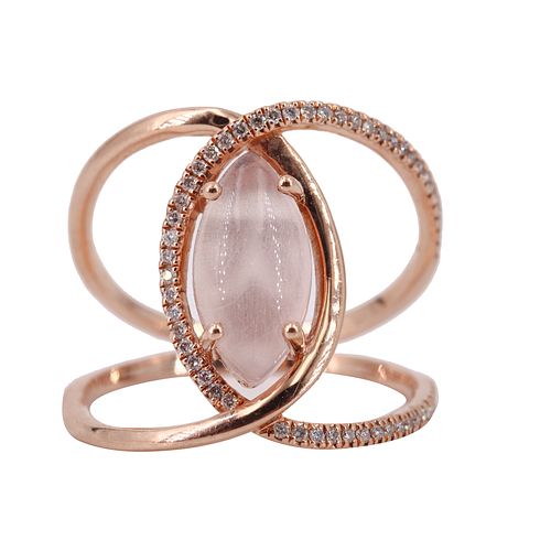 LE VIAN Rose Quartz & Diamonds 14k Gold Ring