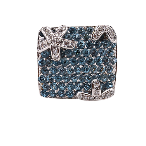 Aquamarines & Diamonds 18k gold Coktail Ring