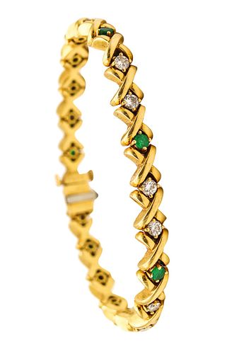 Tiffany & Co. Riviera Bracelet In 18Kt Gold With 2.45 Ctw In Diamonds And Emeralds