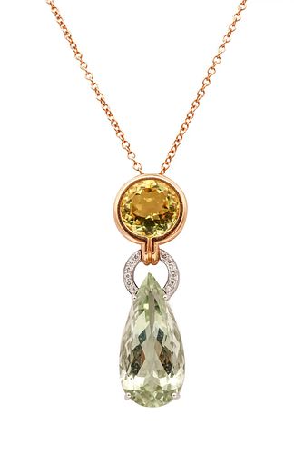 Salavetti Chained Necklace In 18K Gold With 26.85 Cts In Diamonds & Gemstones