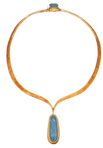 Burle Marx Necklace In 18K  Gold With Forma Livre Aquamarine