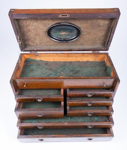 Oak Machinist Cabinet, Seven Drawers