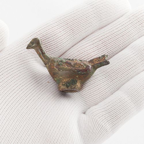 Chinese Han Dynasty Gilt Bronze Bird
