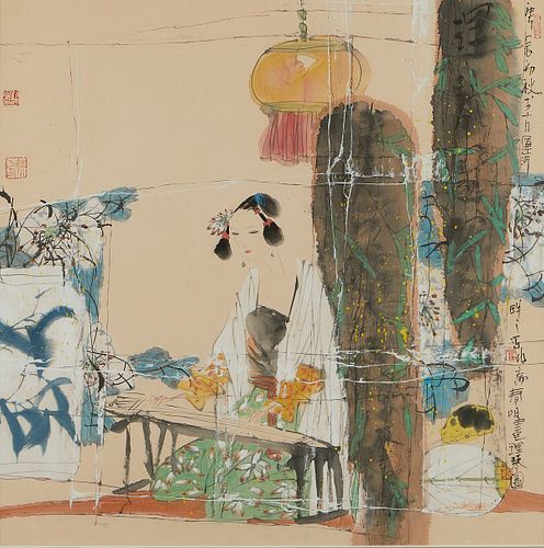 Liu Chunming Painting on Silk Woman