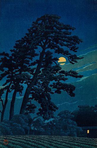 Hasui Kawase "Moon at Magome" Woodblock Print