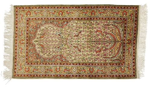 20th c. Persian Qum Silk Rug 5'6" x 3'