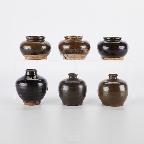 6 Black Glazed Thai Market Chinese Ceramics