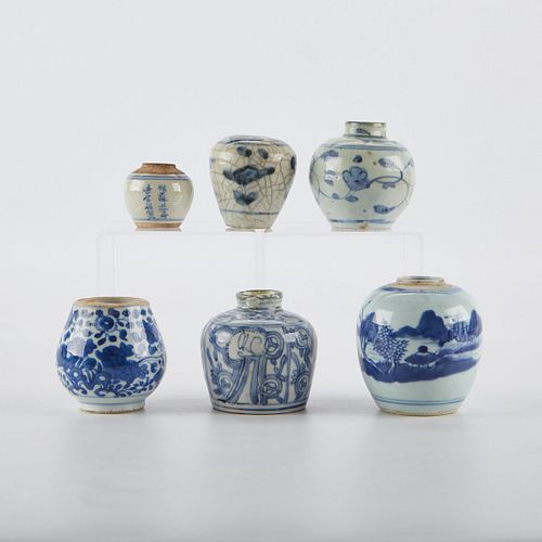 6 Small Chinese Shipwreck Porcelain Ginger Jars