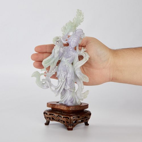 Chinese Republic Carved Lavender Jade Guanyin