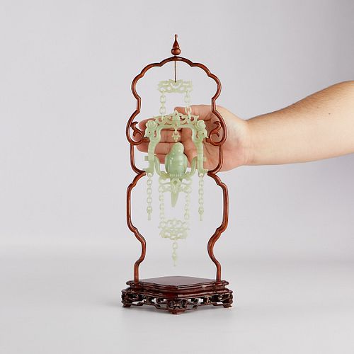 Chinese Jade Bird Carving w/ Stand
