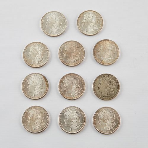 11 Morgan Silver Dollar Coins 1880 & 1921