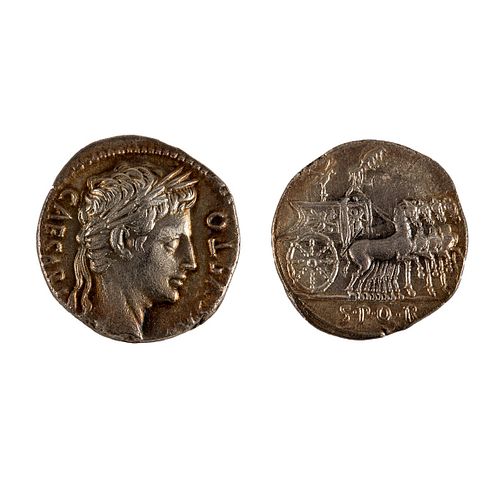 Ancient Roman Augustus AR Denarius Coin