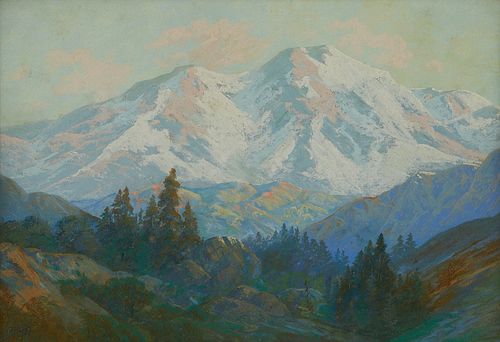 Carl Sammons Mountain Landscape Pastel Drawing