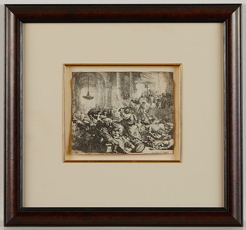 Posth. Rembrandt Etching Christ Money-changers
