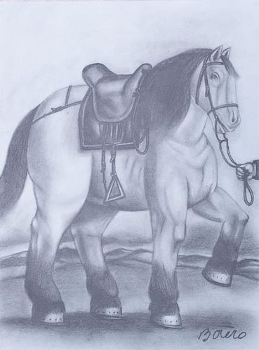 Fernando Botero "Estudio" Horse Graphite on Paper