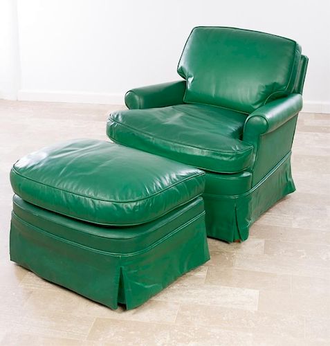 Joseph Giannola Leather Lounge Chair w/ Ottoman