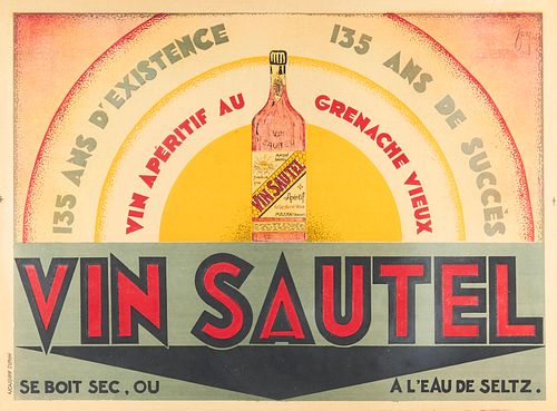 Art Deco French Vin Sautel Aperitif Advert. Poster