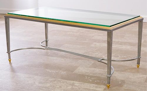 Maison Jansen Style Coffee Table, Glass Top