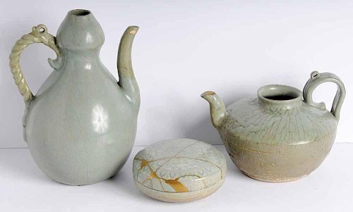 Three Celadon Glazed Ceramics