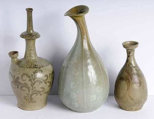 Three Celadon Glaze Vessels